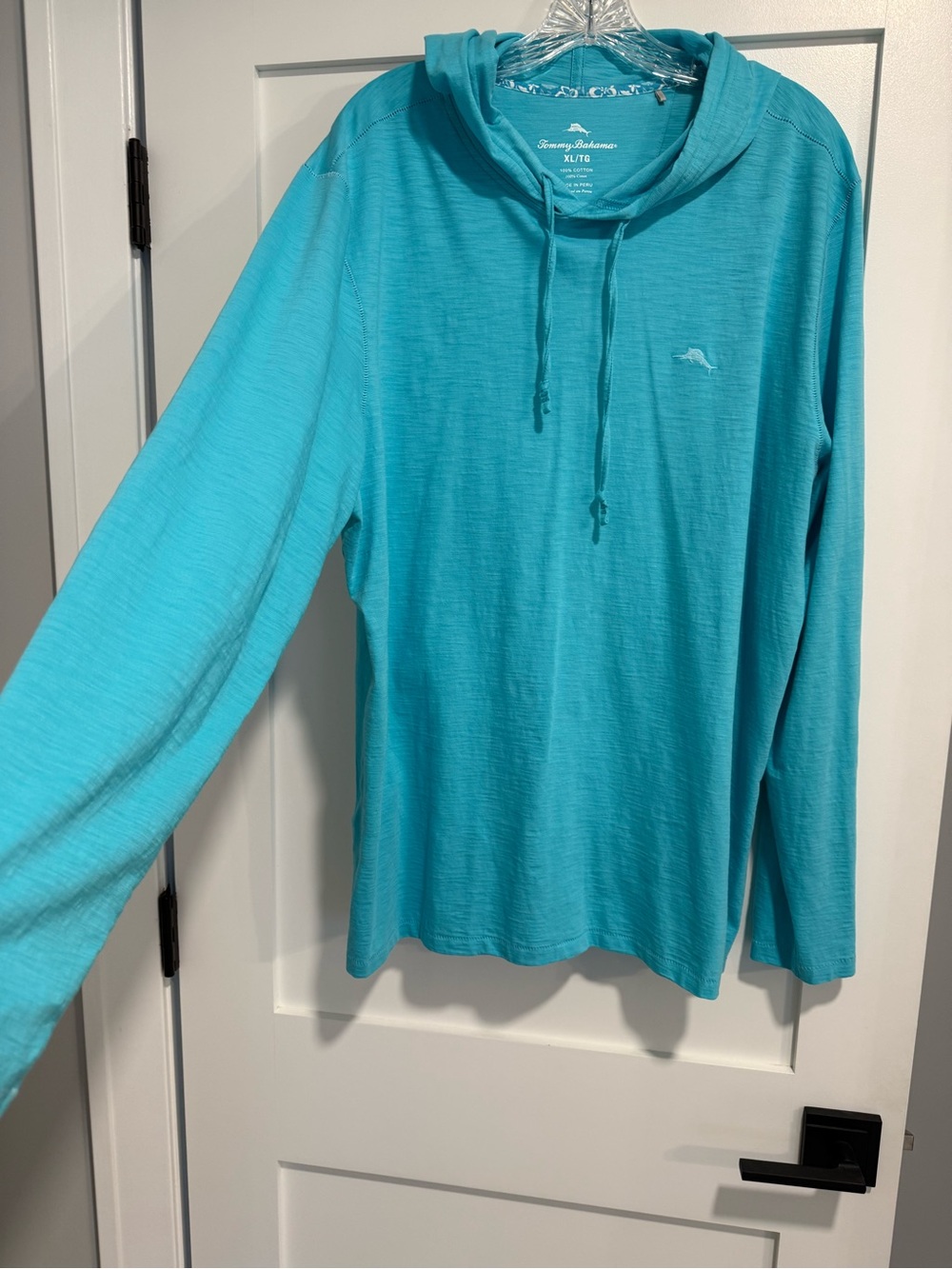 Tommy Bahama Teal Hooded Long Sleeve Shirt, XL NWOT